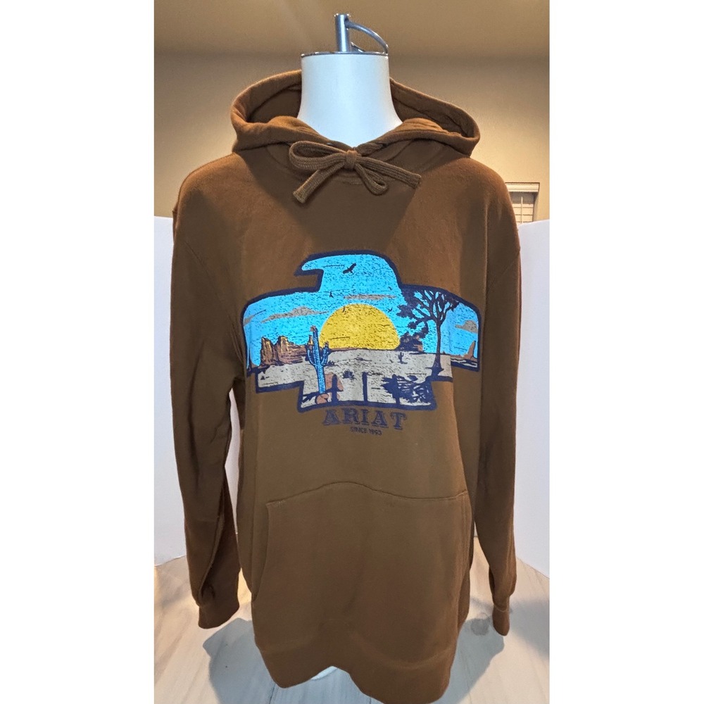 Ariat Womens‎ Horizon Hood Brown Western Desert Graphic Hoodie XL 10052412 Rodeo